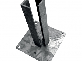 Platňa  Zn na montáž čtvorhranného stĺpika bránky / brány na betonóvý základ 80x80 mm