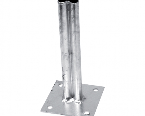 Zn platňa pre montáž stĺpikov na betónový základ - pre stĺpiky priemer 48 mm - s prelisom (stĺpiky PILCLIP)