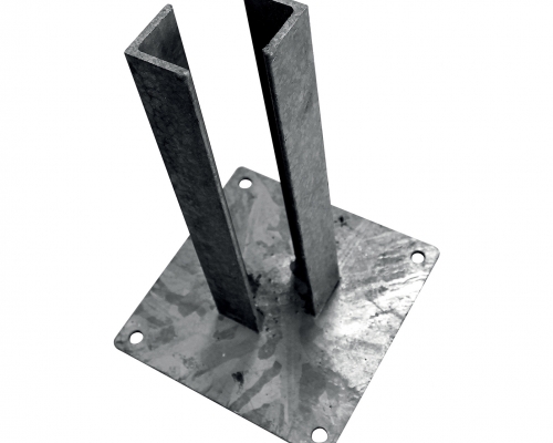Zn platňa pre montáž stĺpikov na betónový základ - pre stĺpiky - profilu 100 × 100 mm